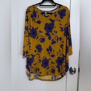 Honeyme Mustard and Violet Floral Tunic